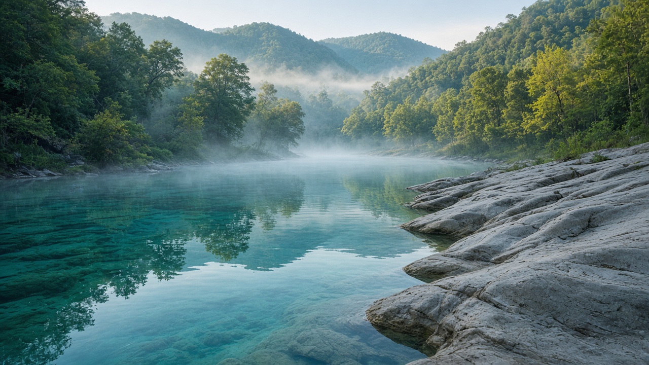 Ozarks highland spring landscape